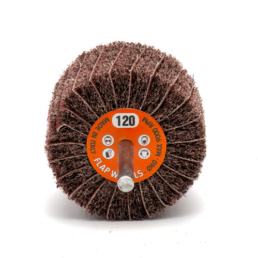 Flap Wheel Mix Wheel Interleaved 6mm Steel Shaft - 120 Grit - 10 Pack (60x40x6mm)