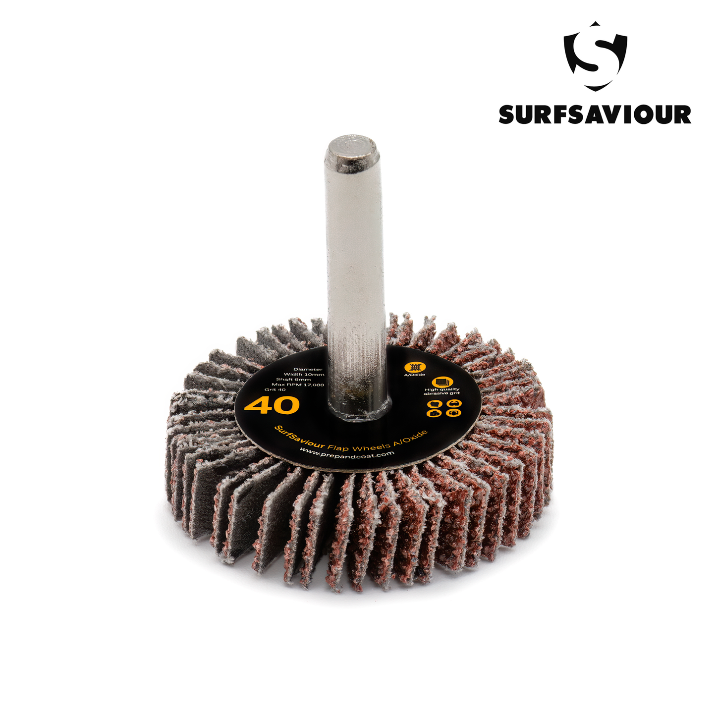 SurfSaviour Flap Wheel With Shaft - 40 Grit - 40x10x6mm - Pack of 2