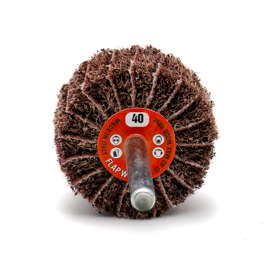 Flap Wheel Mix Wheel Interleaved 6mm Steel Shaft - 40 Grit - 10 Pack (40x20x6mm)