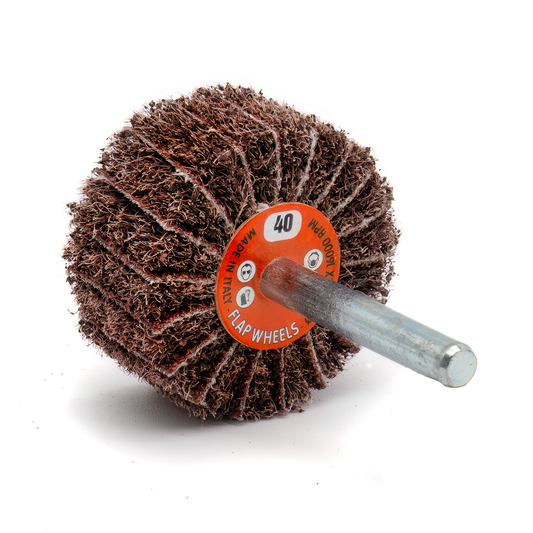 Flap Wheel Mix Wheel Interleaved 6mm Steel Shaft - 40 Grit - 10 Pack (40x20x6mm)