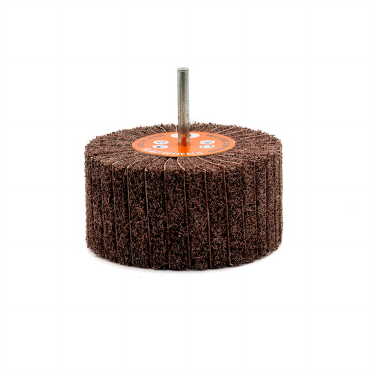 Flap Wheel Mix Wheel Interleaved 6mm Steel Shaft - 80 Grit - 10 Pack (100x50x6mm)