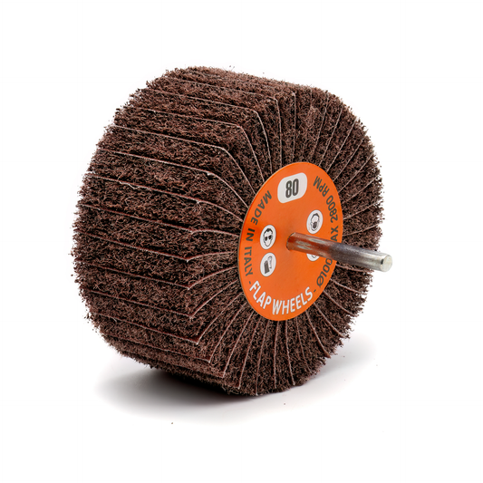 Flap Wheel Mix Wheel Interleaved 6mm Steel Shaft - 80 Grit - 10 Pack (100x50x6mm)