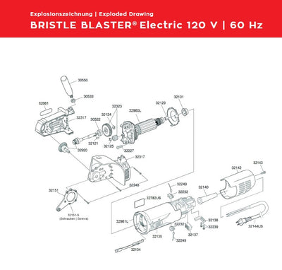 Bristle Blaster Electric 110V single hertz spare parts exploded diagram