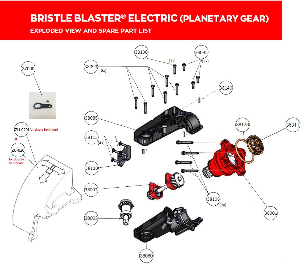 38001. Planetary Gear Housing. For Bristle Blaster® Electric.