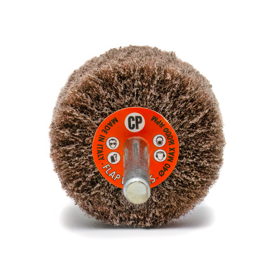 ⁠Fleece Flap Wheel 6mm Steel Shaft - 3M CP Fine (40x20x6mm) - Pack of 10