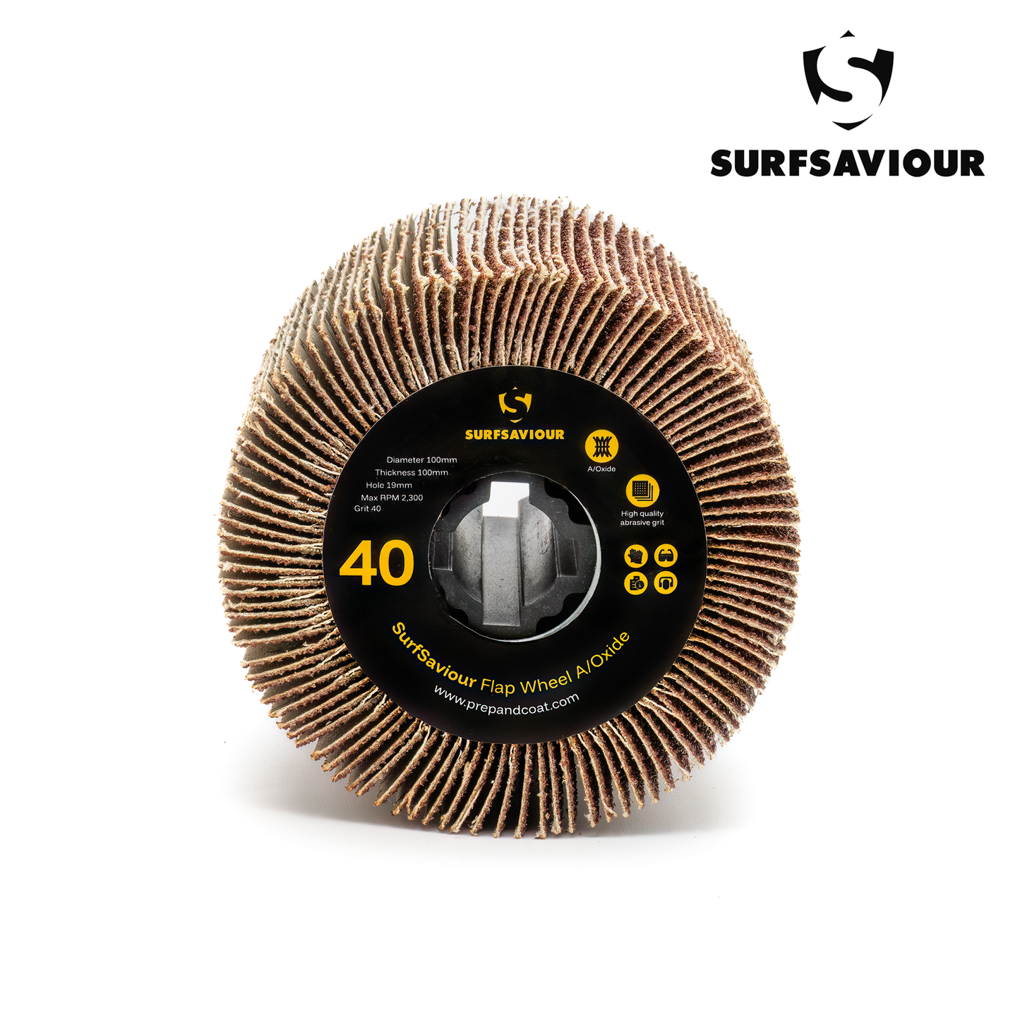 SurfSaviour Flap Wheel A/Oxide - 40 Grit - 100x100x19mm - Pack of 2