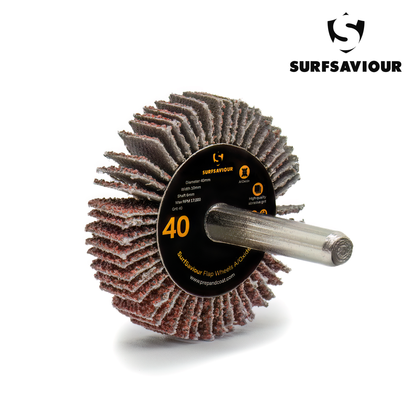 SurfSaviour Flap Wheel With Shaft - 40 Grit - 40x10x6mm - Pack of 2