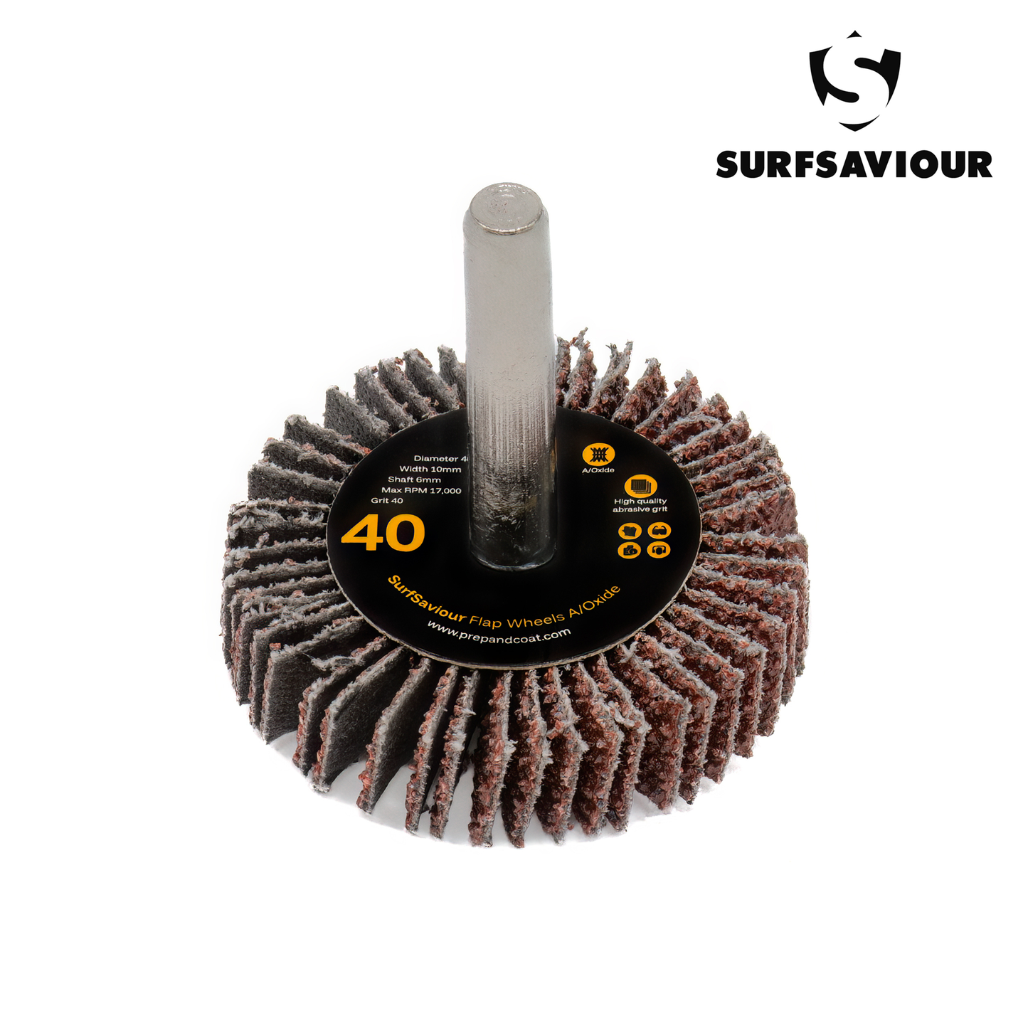 SurfSaviour Flap Wheel With Shaft - 40 Grit - 40x10x6mm - Pack of 2