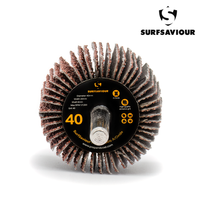 SurfSaviour Flap Wheel With Shaft - 40 Grit - 40x20x6mm - Pack of 2