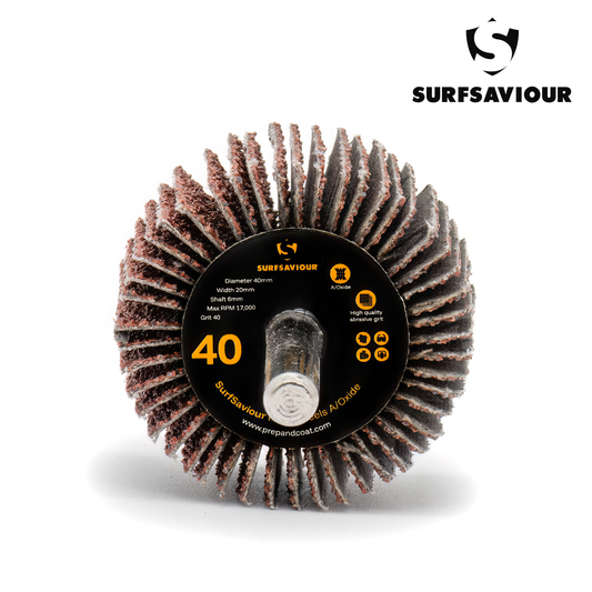 SurfSaviour Flap Wheel With Shaft - 40 Grit - 40x20x6mm - Pack of 2