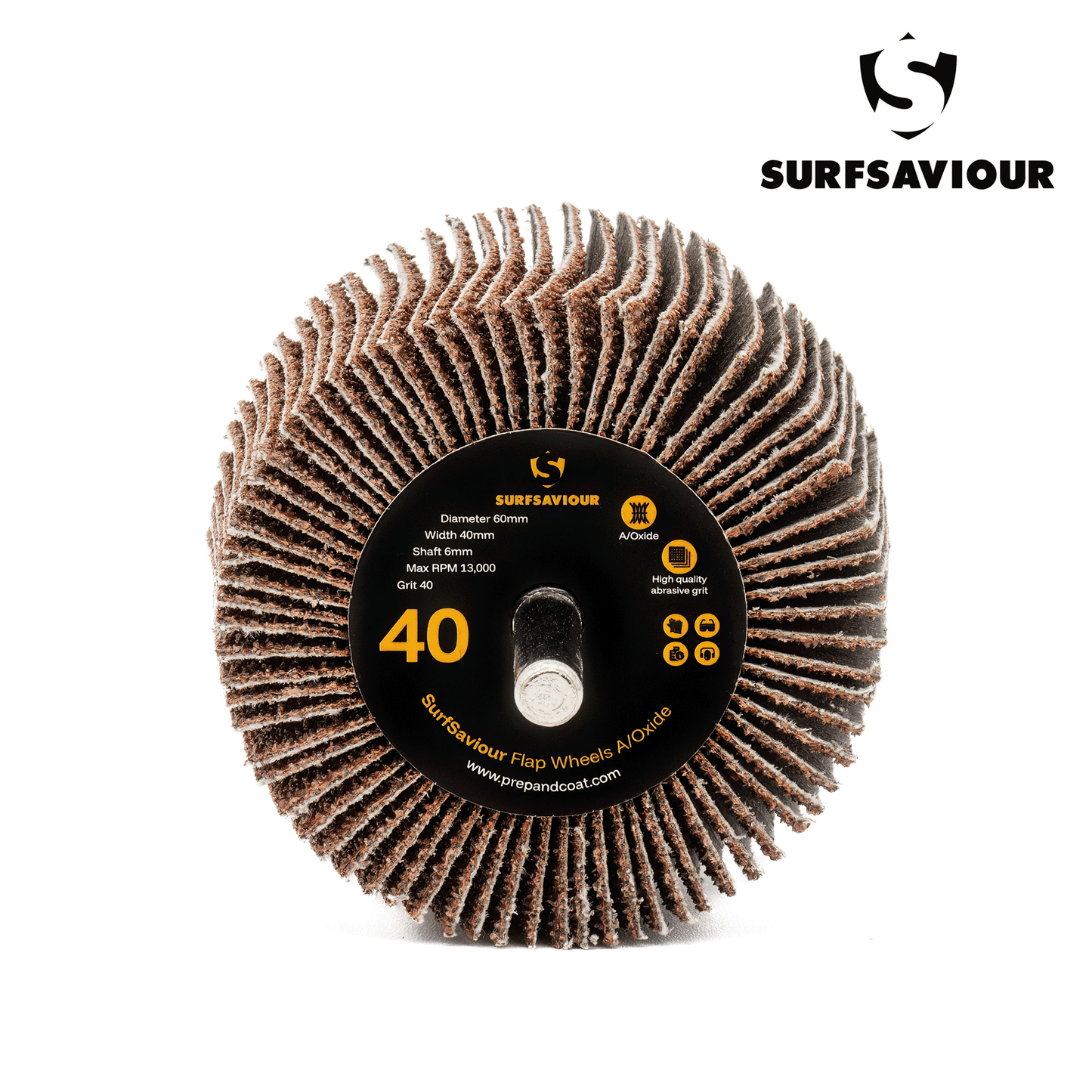 SurfSaviour Flap Wheel With Shaft - 40 Grit - 60x40x6mm - Pack of 2