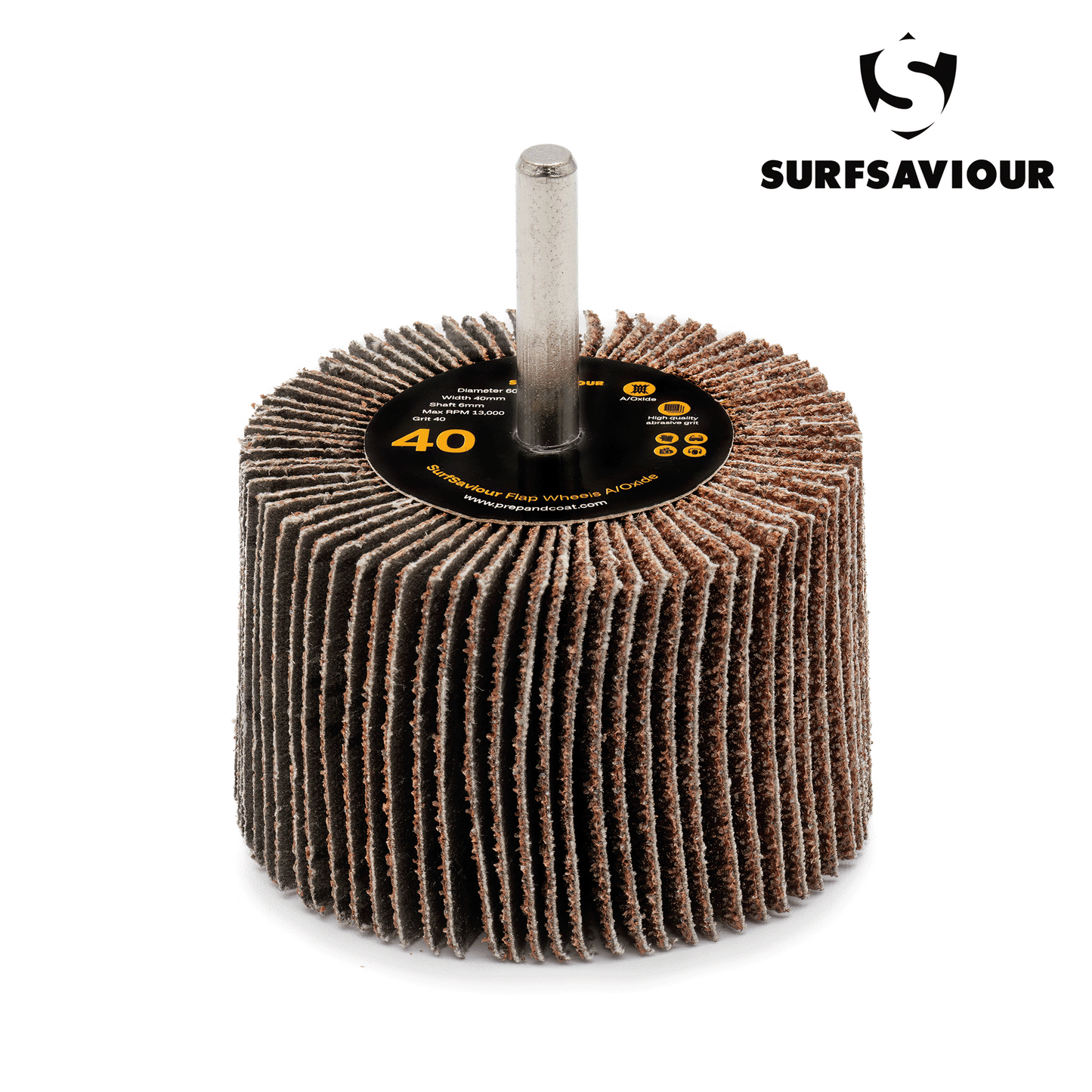 SurfSaviour Flap Wheel With Shaft - 40 Grit - 60x40x6mm - Pack of 2