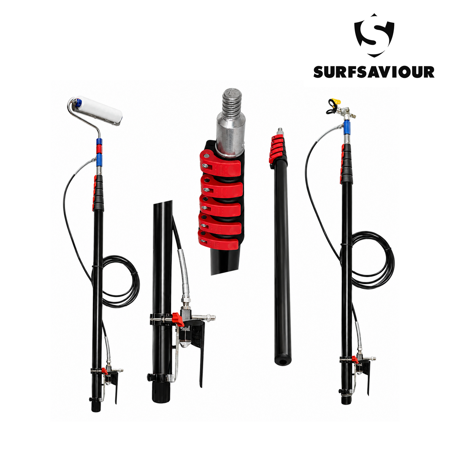 SurfSaviour Reach 520 Paint Extension Pole Kit – 5.2m with 9" Roller & Spray Head