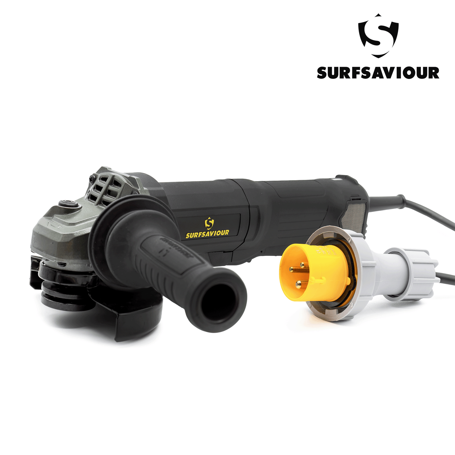 SurfSaviour Pro+ Angle Grinder 125m. 110V. 1500W w/ brushless motor and anti-vibration handle.