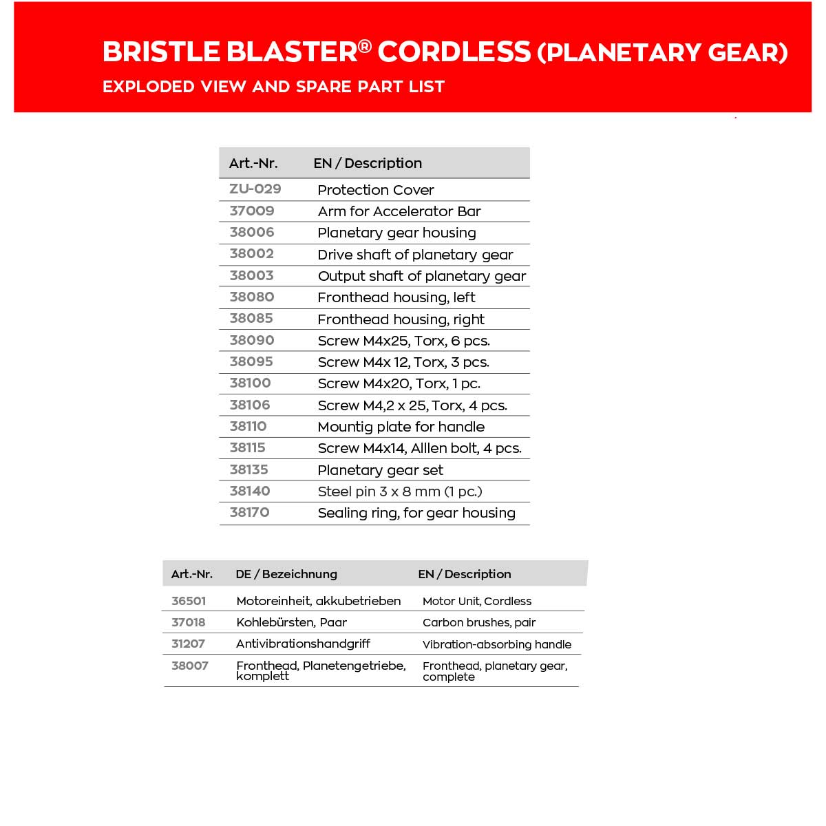 bristle blaster cordless exploded diagram part codes list