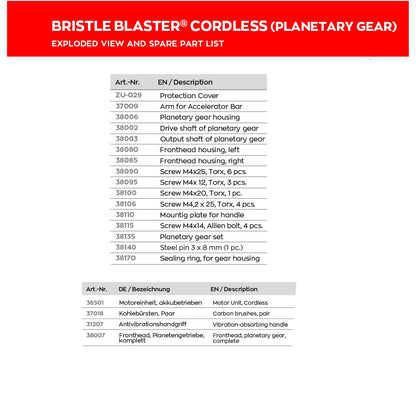 bristle blaster cordless exploded diagram part codes list