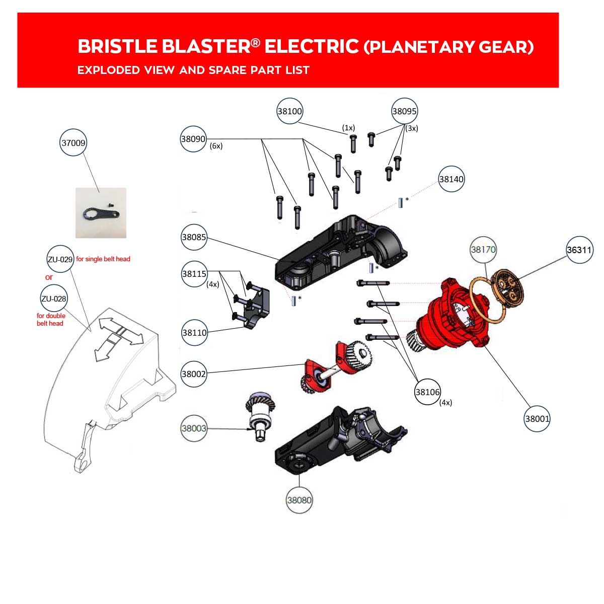 bristle blaster electric exploded diagram of spare parts