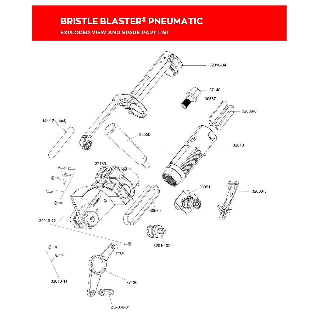 Exploded Drawing Plate 52042. Label Plate. For Bristle Blaster® Pneumatic – PrepandCoat