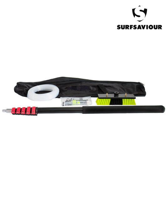 SurfSaviour 5.2metre Extendable Washer Brush Kit. With Auto-Feed Water Hose and Connection. 1.2m–5.2m Extendible Aluminium Pole.
