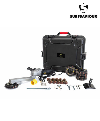 SurfSaviour MultiFunctional Grinder 150mm 110V Starter Kit. Includes Fiber Disc 150mm, FlatWheel, 5 x SurfSaviour Revive Discs, 10 x Flap Wheel 40x20x6mm Grit 50
