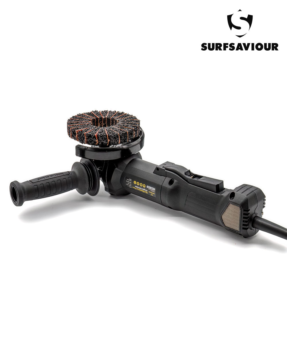 SurfSaviour Pro+ Brushless Angle Grinder 125m 110V Kit. Includes 5 Pack SurfSaviour Revive Discs. Packed in IP67 Protective Case